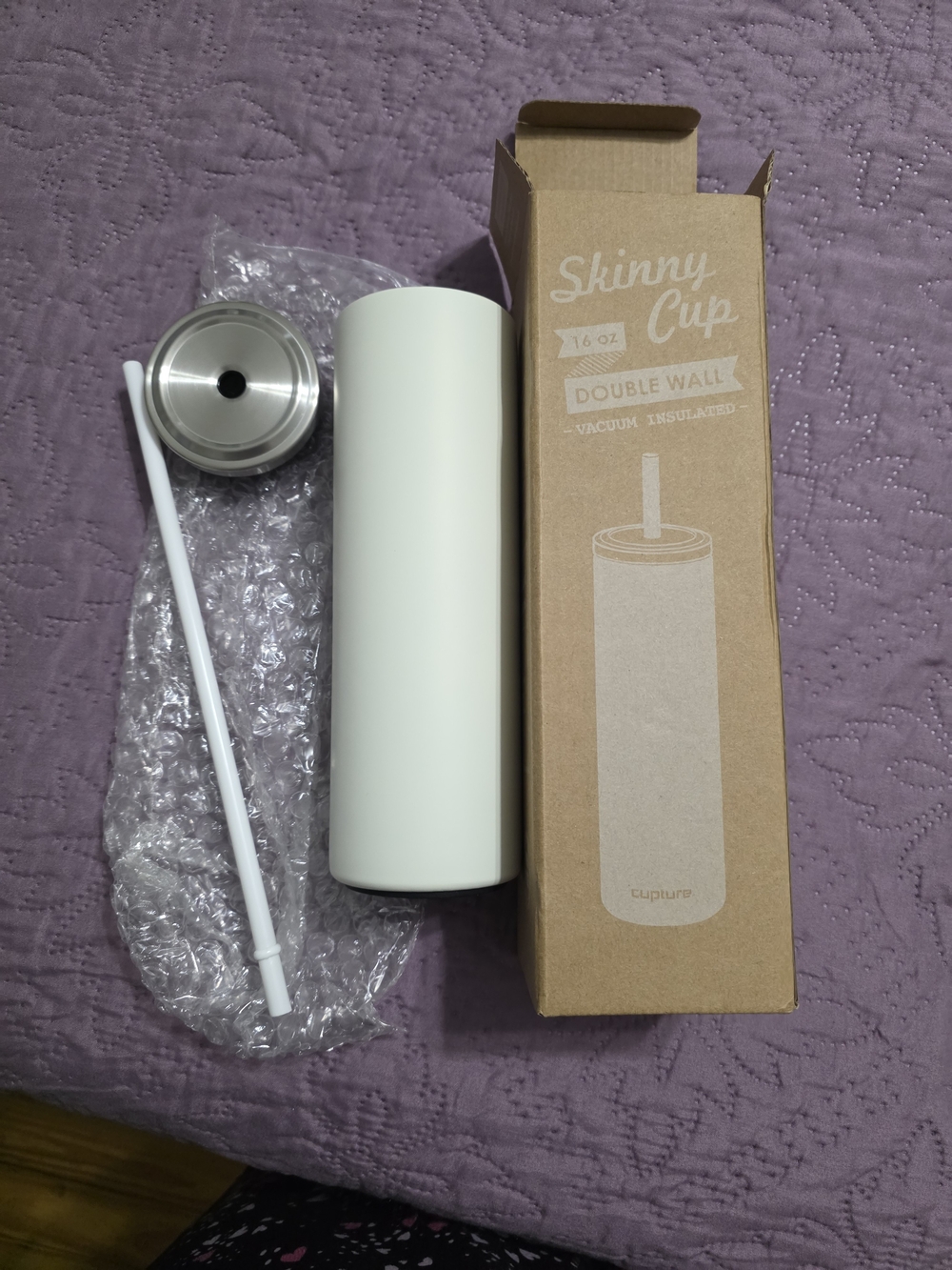 16 oz Double Wall Insulated White Tumbler